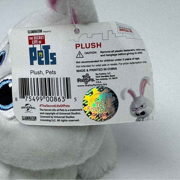 The Secret Life of Pets Snowball Bunny Rabbit Toy Factory 8” Soft Plush White - Picture 8 of 10